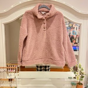 large mauve pink fluffy sherpa jacket